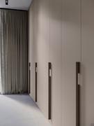 Neptune Lounge modular wardrobe with folding doors, detail of Wood handle in solid wood