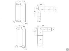 Corner hinged element with depth change cm 38 / 59.2 - cm 59.2 / 38