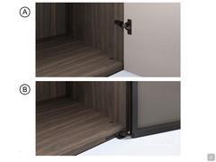 A) 155° opening hinges with soft closing for wooden doors B) 170° opening hinges with soft closing for metal frame doors