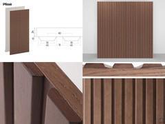 Lounge corner element for hinged wardrobes - Decoration "Plissé" with solid wood slats at 30°: mm 45 th.10