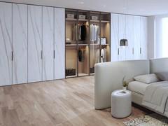 Closet with marble effect doors Polaris Lounge - ceramic stone laminam calacatta gold doors