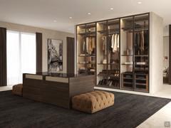 Wardrobe with glass doors Artemis Lounge - Backrests in bronze mirror glass