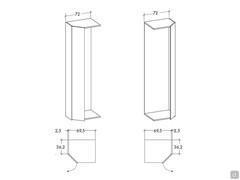 Diagram and dimensions of the Lounge beveled end element