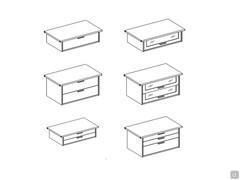 Suspended drawer models: drawers with plain or smoked glass fronts