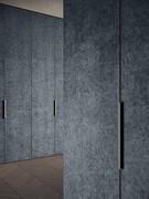 Clad closet with fabric hinged doors Moon Lounge, offered as standard with Glass metal handle to match the frame