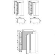 Wide dressing unit with external open compartments: characteristics and overall measurements and encumbrance