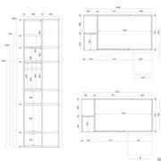 Wide dressing unit with external open compartments: specific measurements