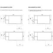 Wide dressing unit with external + internal open compartments: layouts