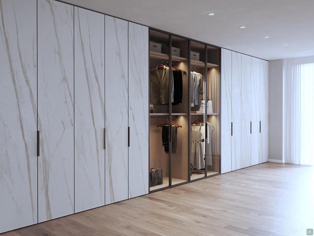 Polaris Lounge wardrobe with marble-effect doors 