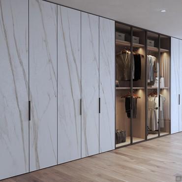 Closet with marble effect doors Polaris Lounge - high storage capacity between fine materials and refined design