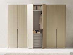 Midley Wide hinged wardrobe with doors in polymeric melamine barré nickel and half-height groove to match the doors