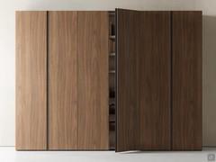 Midley Wide reduced-depth fitted wardrobe with full-height groove in moka shine finish