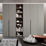 Midley Wide wardrobe with reduced depth placed in the living area, combined with Wide bookcase to alternate hinged compartments with open compartments