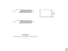 Outline and depth dimensions of the Midley cupboard, plus the exact dimensions of the characteristic painted metal recess grip