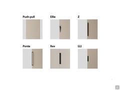 Overview of handles available on the Wide TV module doors in the Focus door version