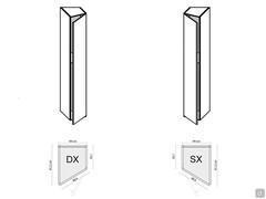 Diagram of diagonal end module positions Wide: at the end of a linear sash composition (sash opening to the right) or at the beginning (sash opening to the left)