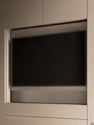 TV door when closed, with microperforated bottom panel. The centre element of the Wide TV always matches the doors and bottom drawers