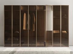 Hinged wardrobe with bronze glass doors Arctic Wide, in this version with transparent doors the internal equipment remain visible. Frame and handles are made of nickel-painted metal