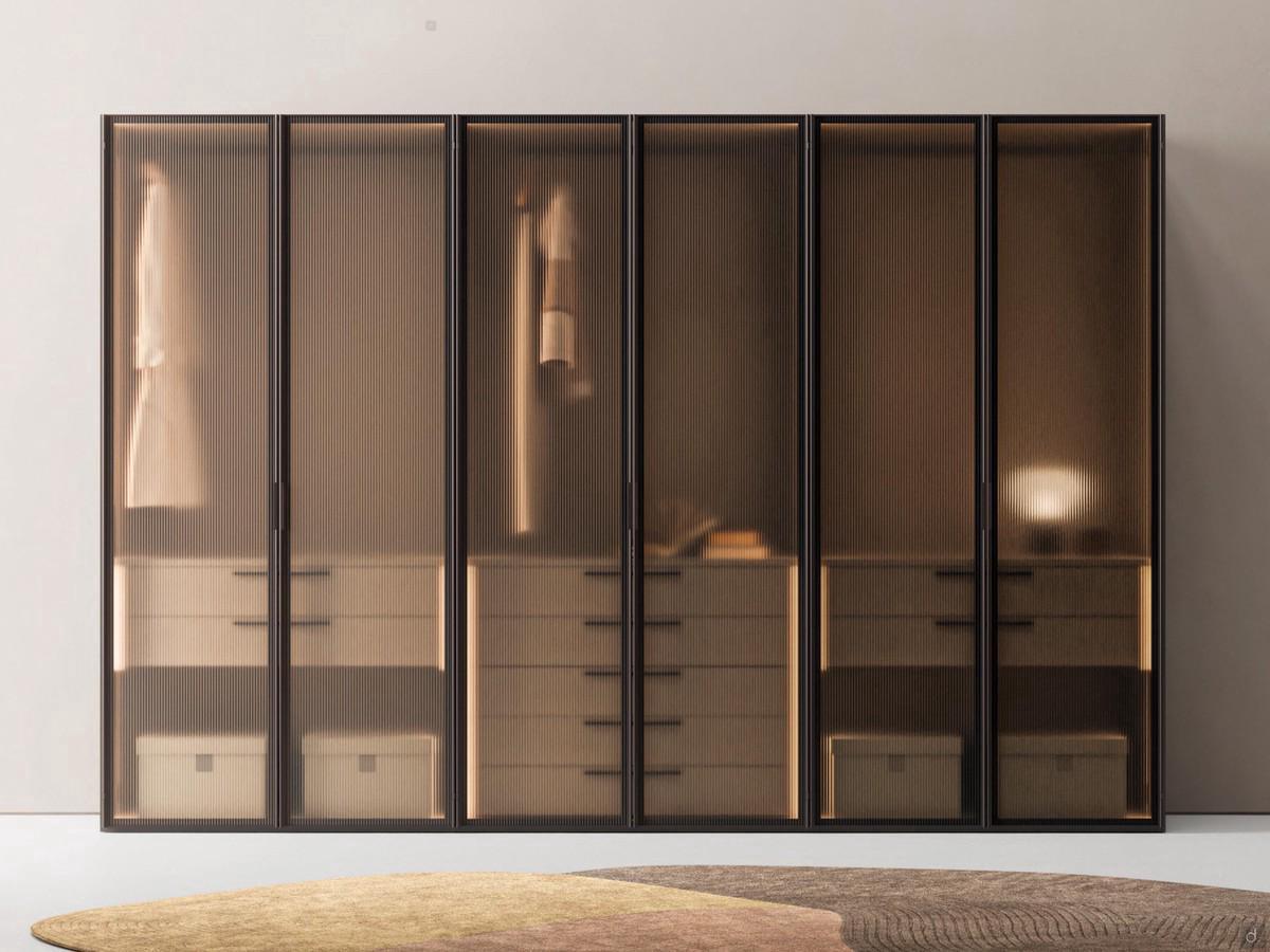 Hinged wardrobe with bronze glass doors Arctic Wide in the version with etched glass, slight satin effect