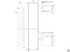 Depth and hole spacing diagram for internal equipment in a Level Wide module