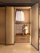 Arctic Wide module with two hinged doors, equipped with shelves, bar for clothes and floor standing drawers.