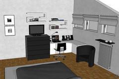 3D Bedroom Design - study area view