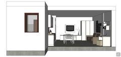 3D design studio apartment - side view