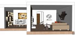 3D Living room/living room design - side view