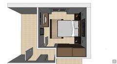 3D Bedroom Design - top view