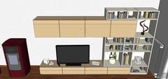 3D Living room/living room design - detail of a fitted wall