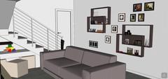 3D Living room/living room design - back wall