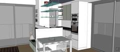 3D Open Space Design - kitchen area view