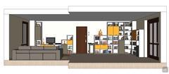 3D Living room/living room design - side view