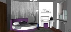 3D Bedroom Design - bed view and toilet cabinet