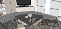 3D Living room design - coffee table detail view