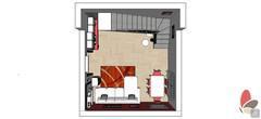 3D Living room/living room design - top view