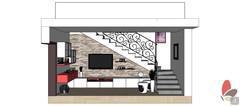 3D Living room/living room design - side view