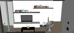 3d Living room design - Detail wall unit