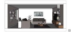 3D Living Room Design Project - view from the side