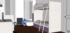 3D Bedroom Design - bunk bed view