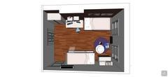 3D Bedroom design - top view