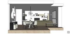 3D Living room/living room design - side view