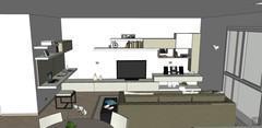 3D Living room/living room design - view of fitted wall