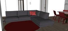 3D Living room/living room design - sofa detail with meridienne