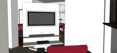 3D Living room/living room design - TV view from the reading area