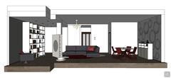 3D Living room/living room design - side view