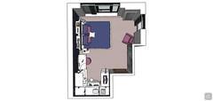 3D Bedroom Design - top view