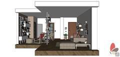  3D Living room/living room design - side view