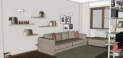  3D Living room/living room design - sofa and ottoman view