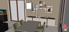  3D Living room/living room design - table and sideboard view